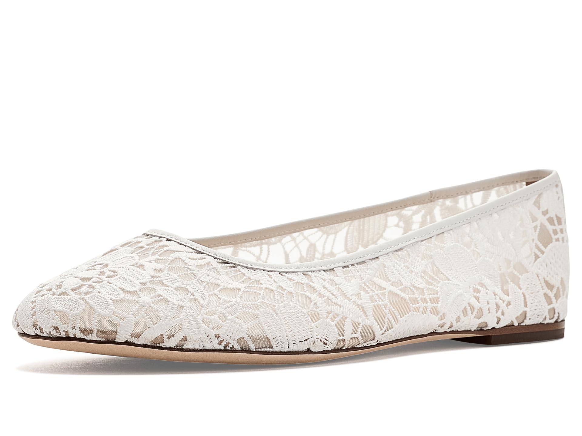 Jayna Leather-Trim Crocheted Lace Flats