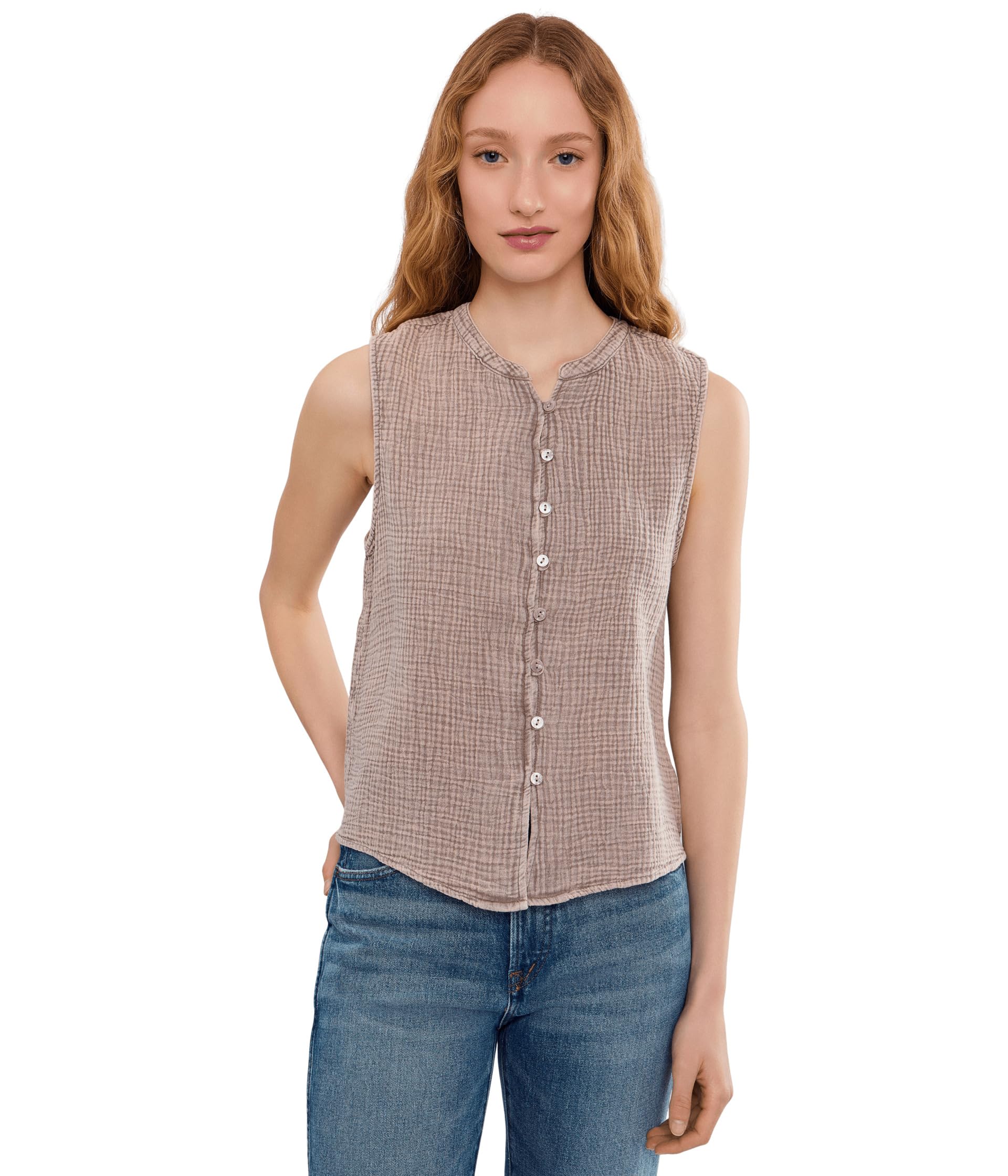 Splendid Ava Gauze Button Tank топ
