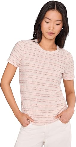 Short Sleeve Crew Neck Knit Tee With Rib Trim