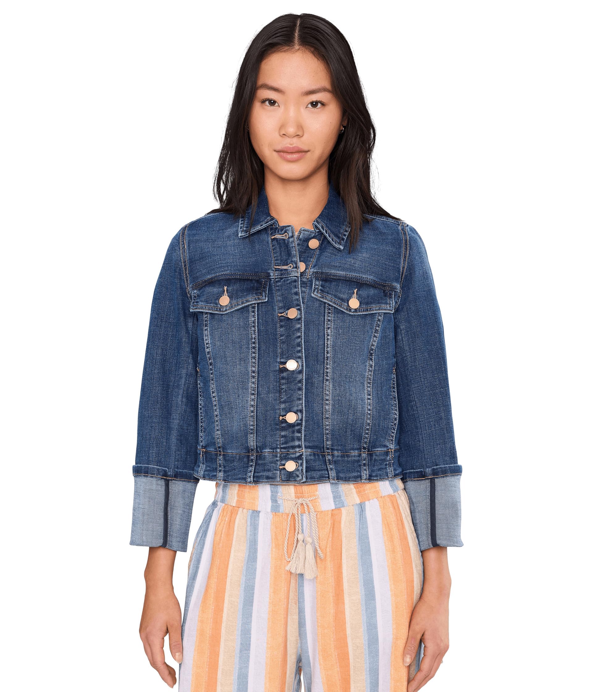 Bracelet Length High Cuff Trucker Jean Jacket