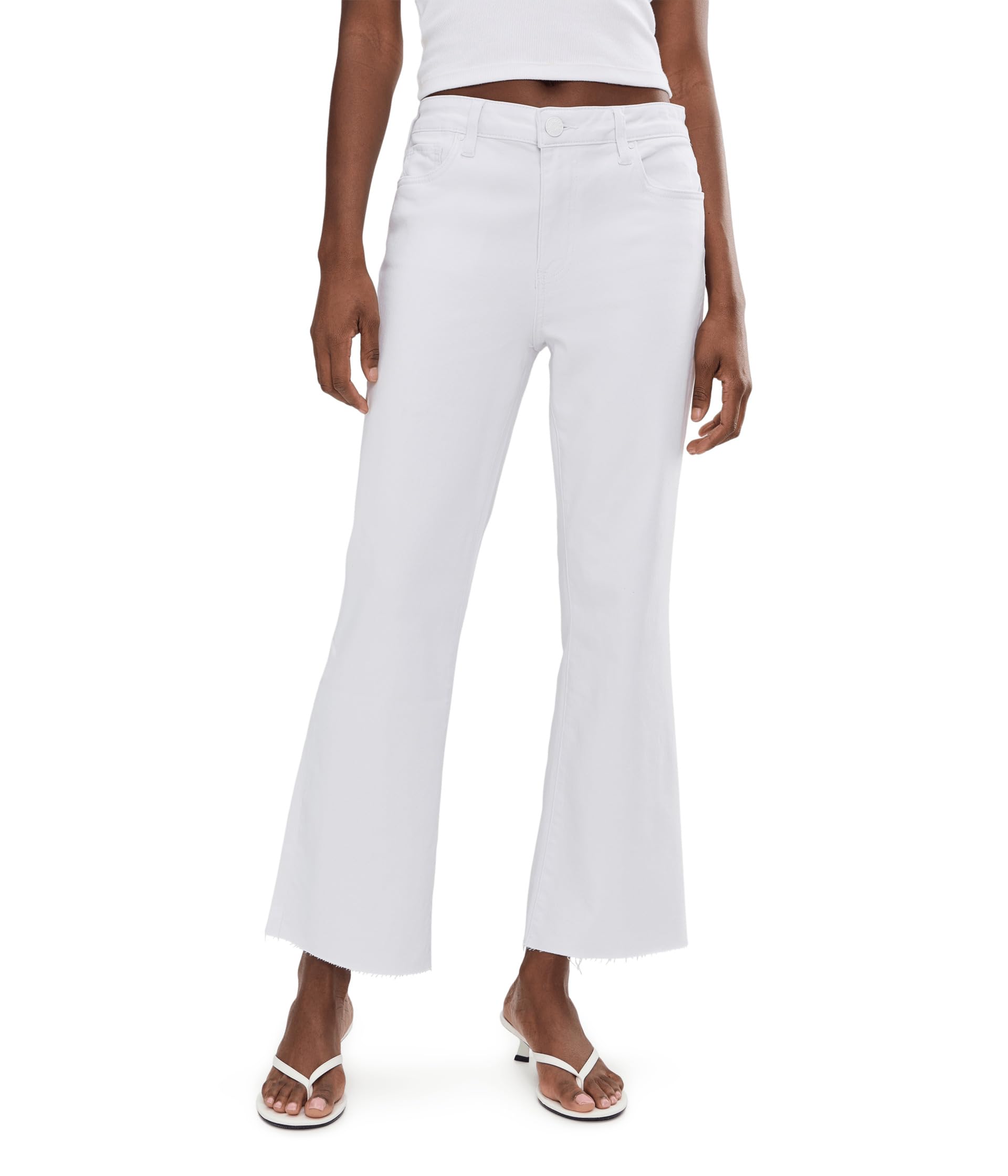 Kelsey High-Rise Ankle Flare With Raw Hem in Optic White