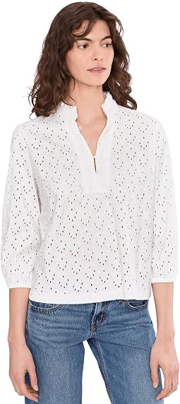 Топ с рюшем на воротнике Knit Eyelet