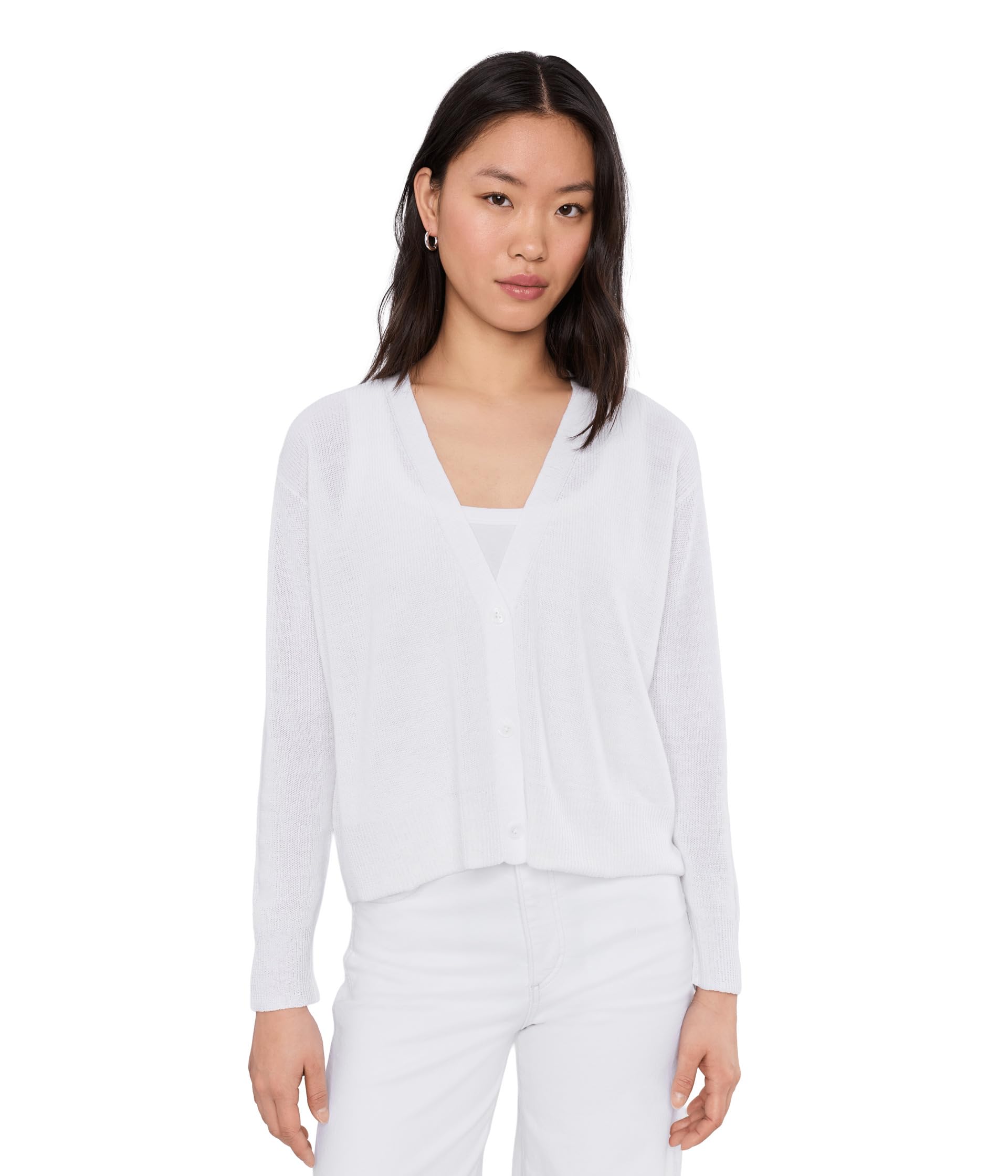 Petite Organic Linen Cotton V-neck Cardigan