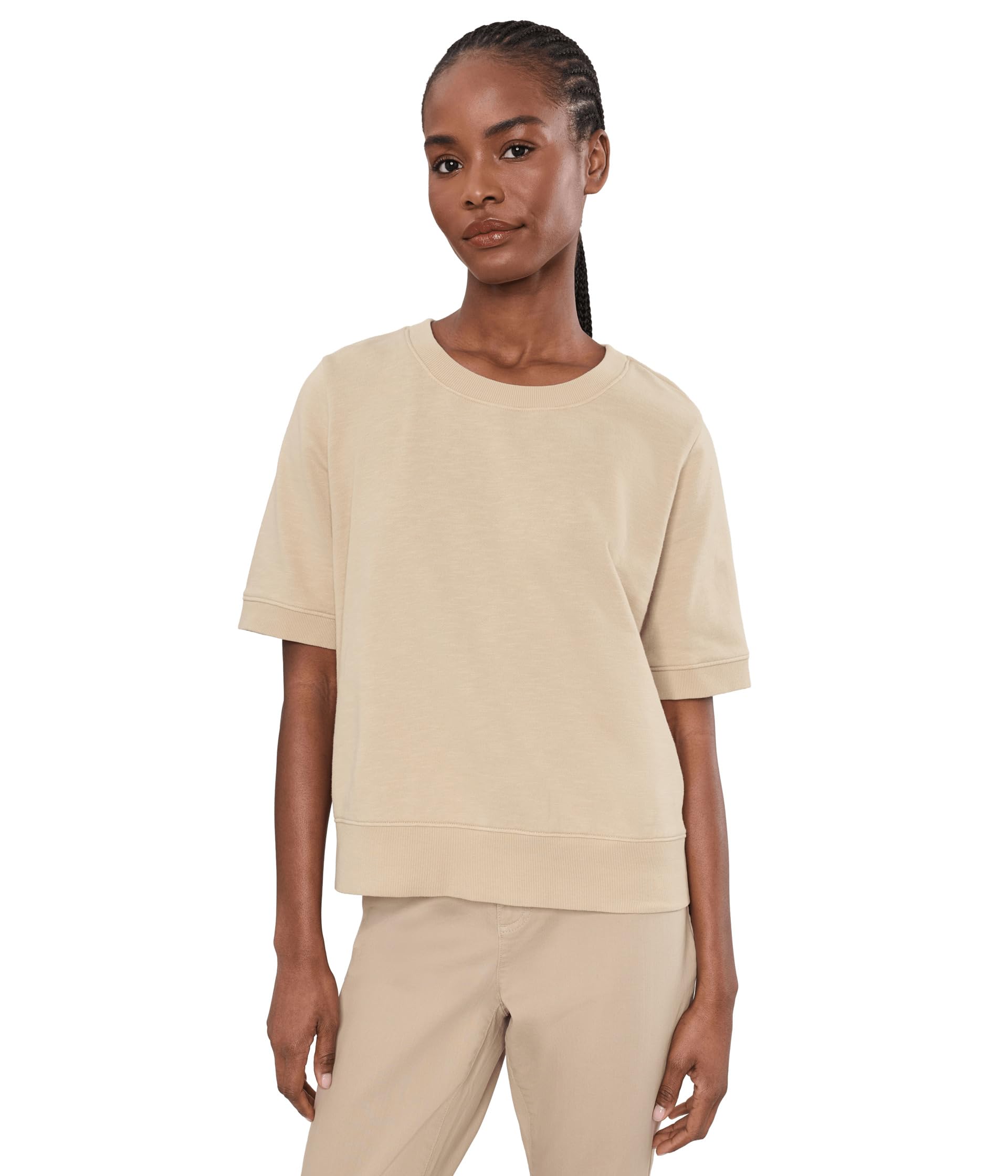 Женская футболка Eileen Fisher с коротким рукавом из махровой ткани с окрашиванием
