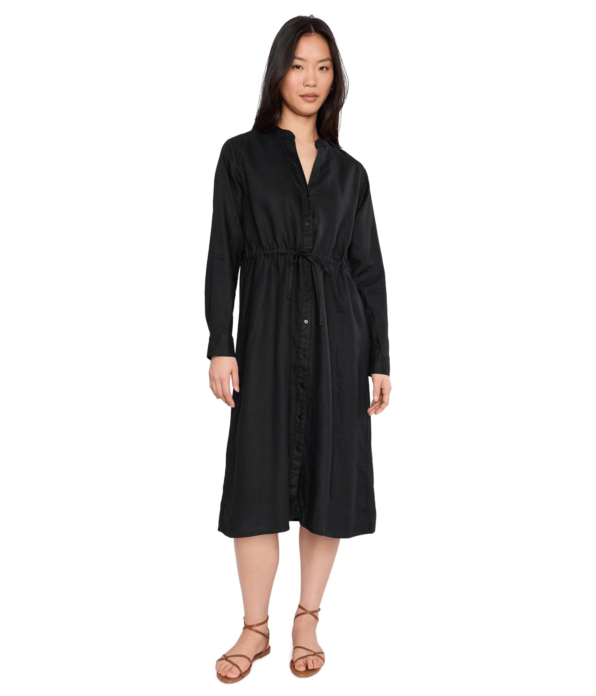 Eileen Fisher Женское платье из органического льна с воротником-мандарин