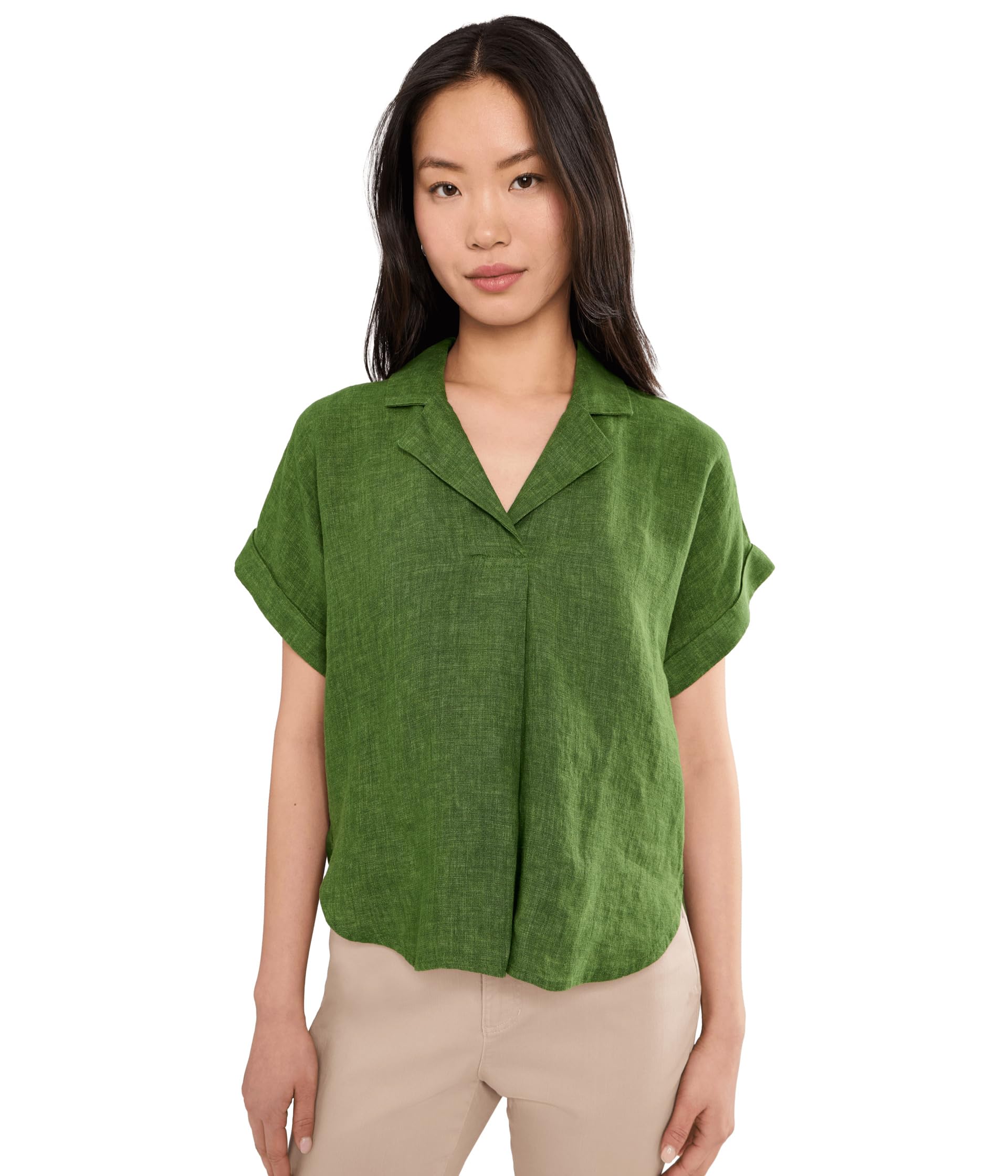Топ Eileen Fisher Washed Organic Linen Delave Notch Collar