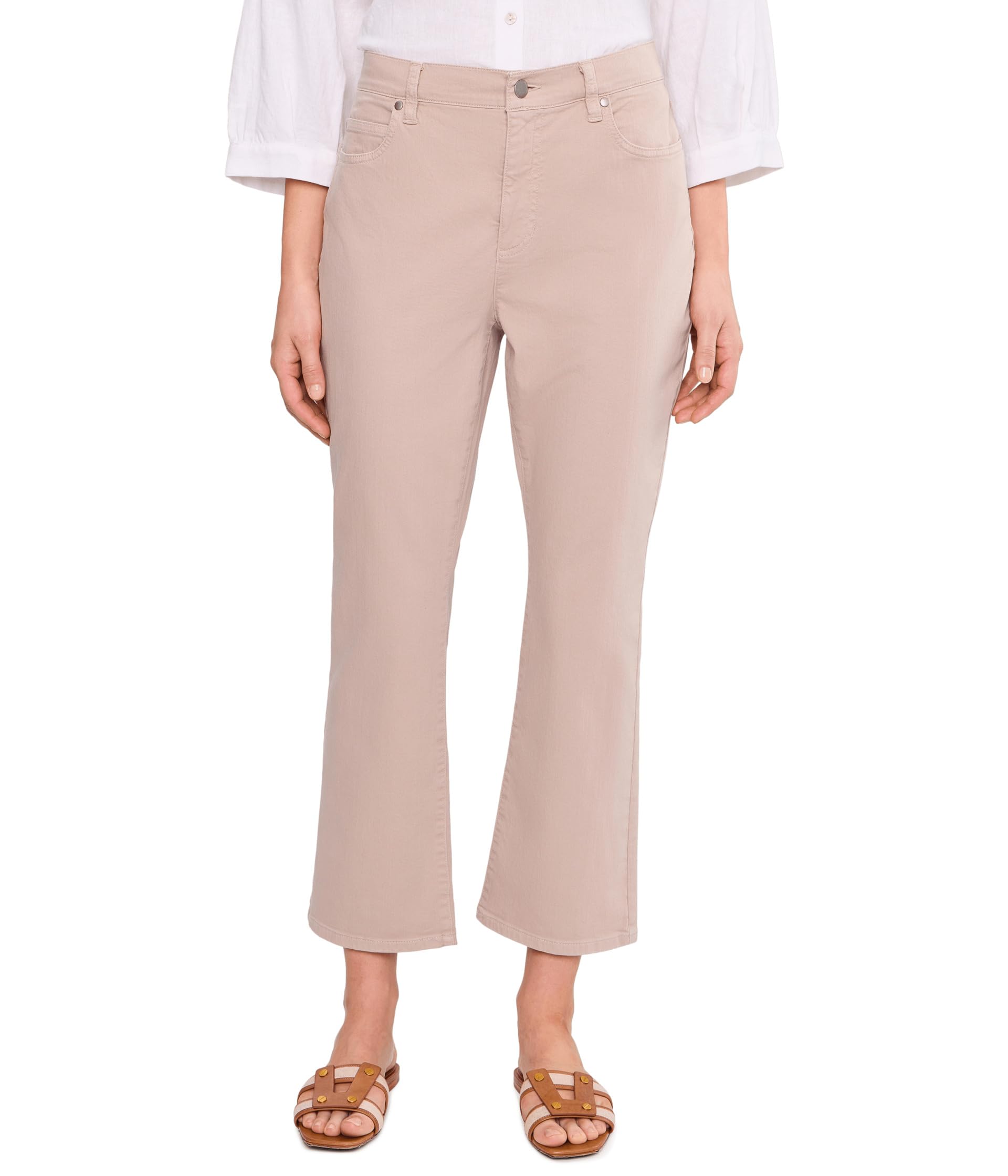 Garment Dyed Cotton Stretch Denim Ankle Kick Jeans