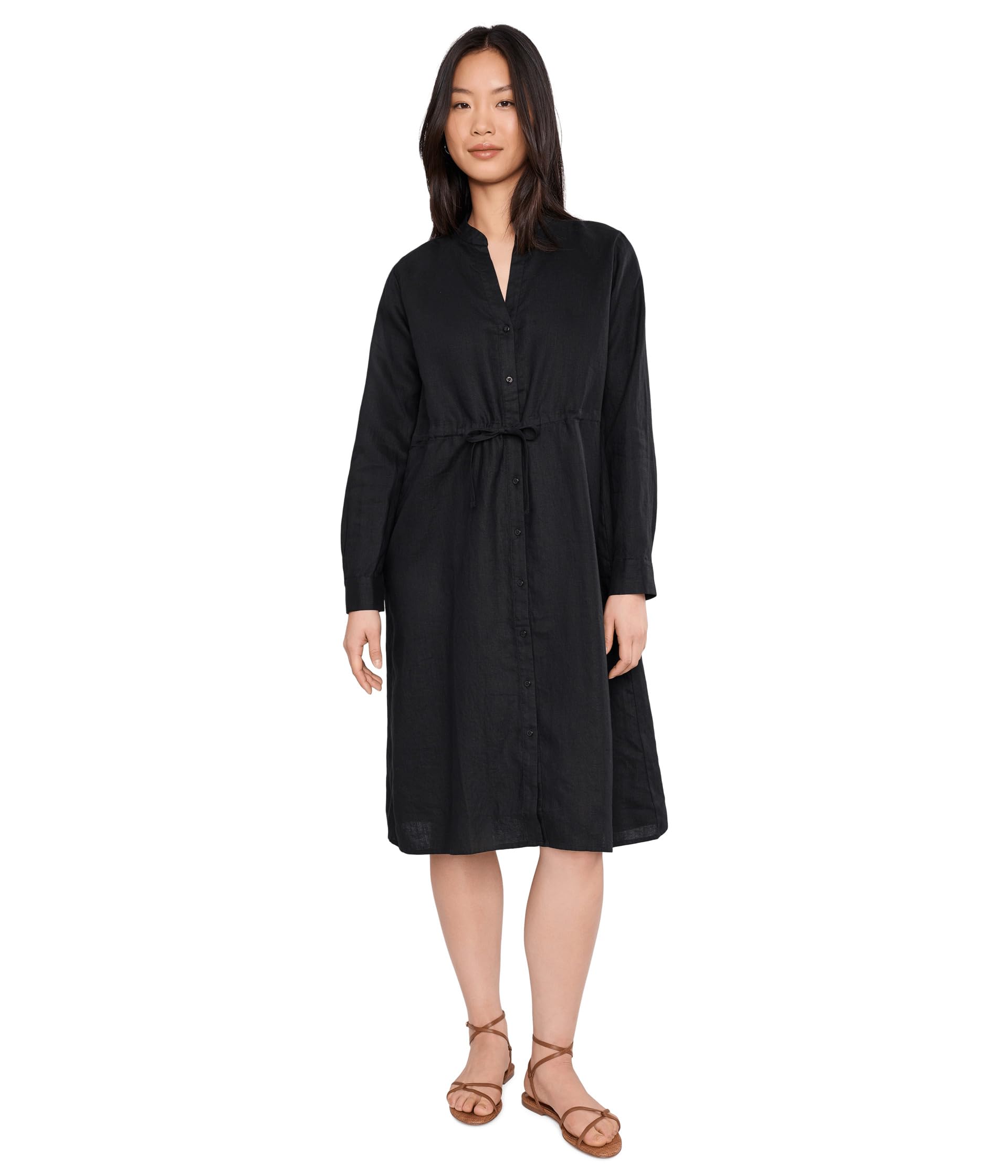 Платье Eileen Fisher Petite из органического льна с воротником mandarin