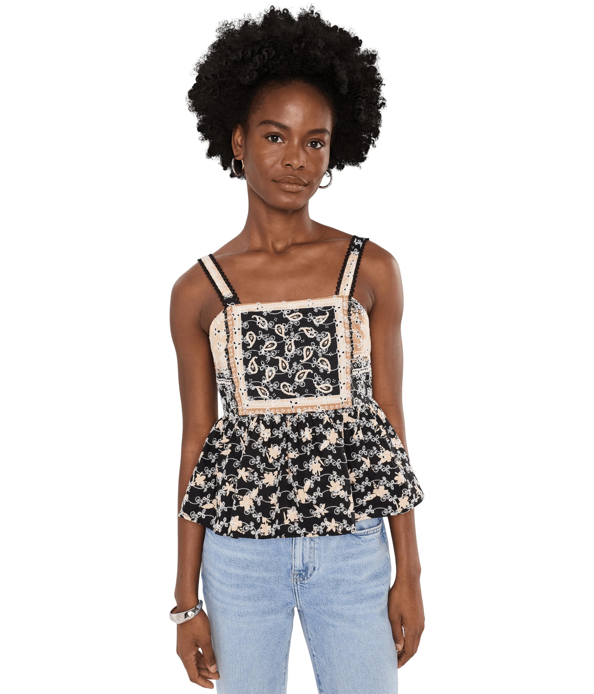 Топ CeCe Mixed Print Peplum