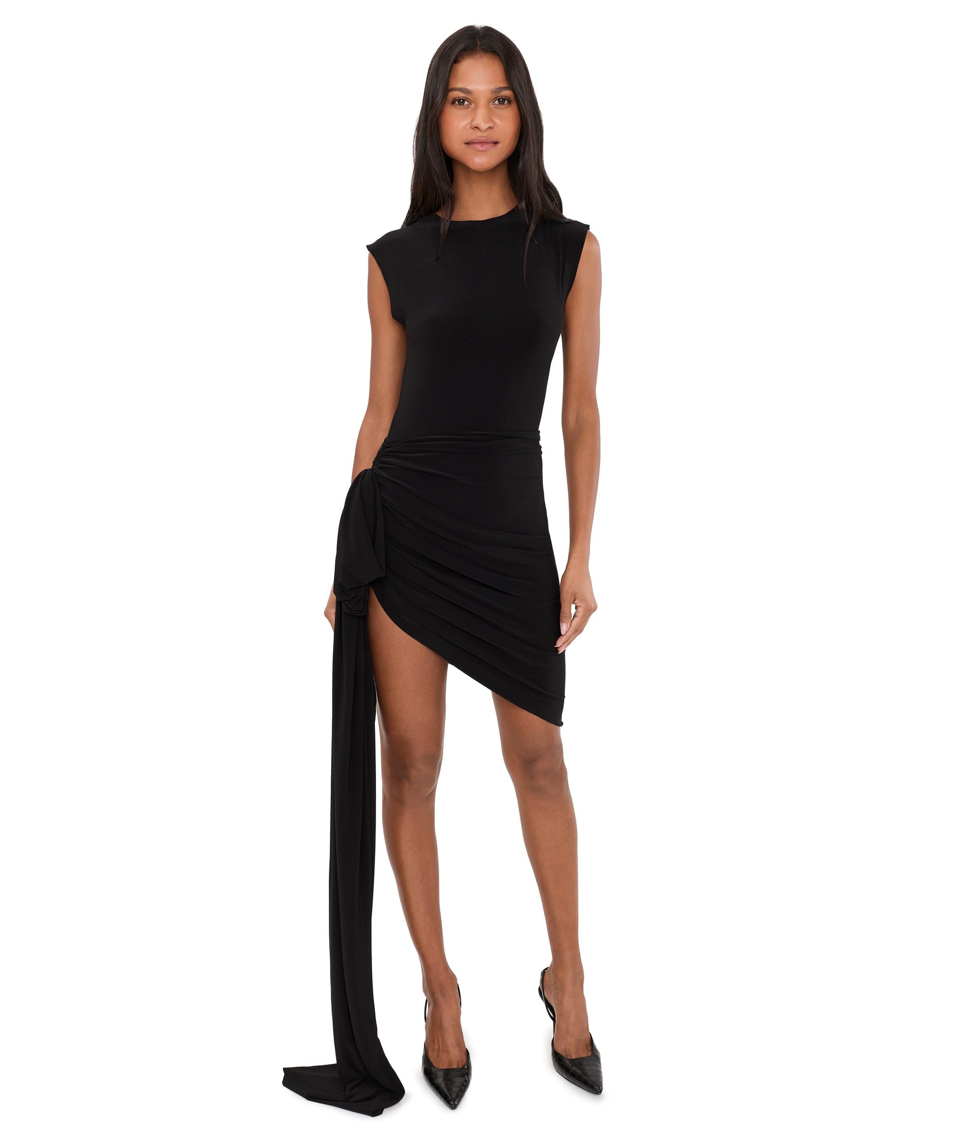 Женское мини-платье Sleeveless Side Drape w/ Bow