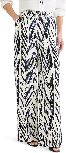 NIC+ZOE Petite Indigo Crosshatch Linen Wide Leg Pants Женские широкие брюки из льна