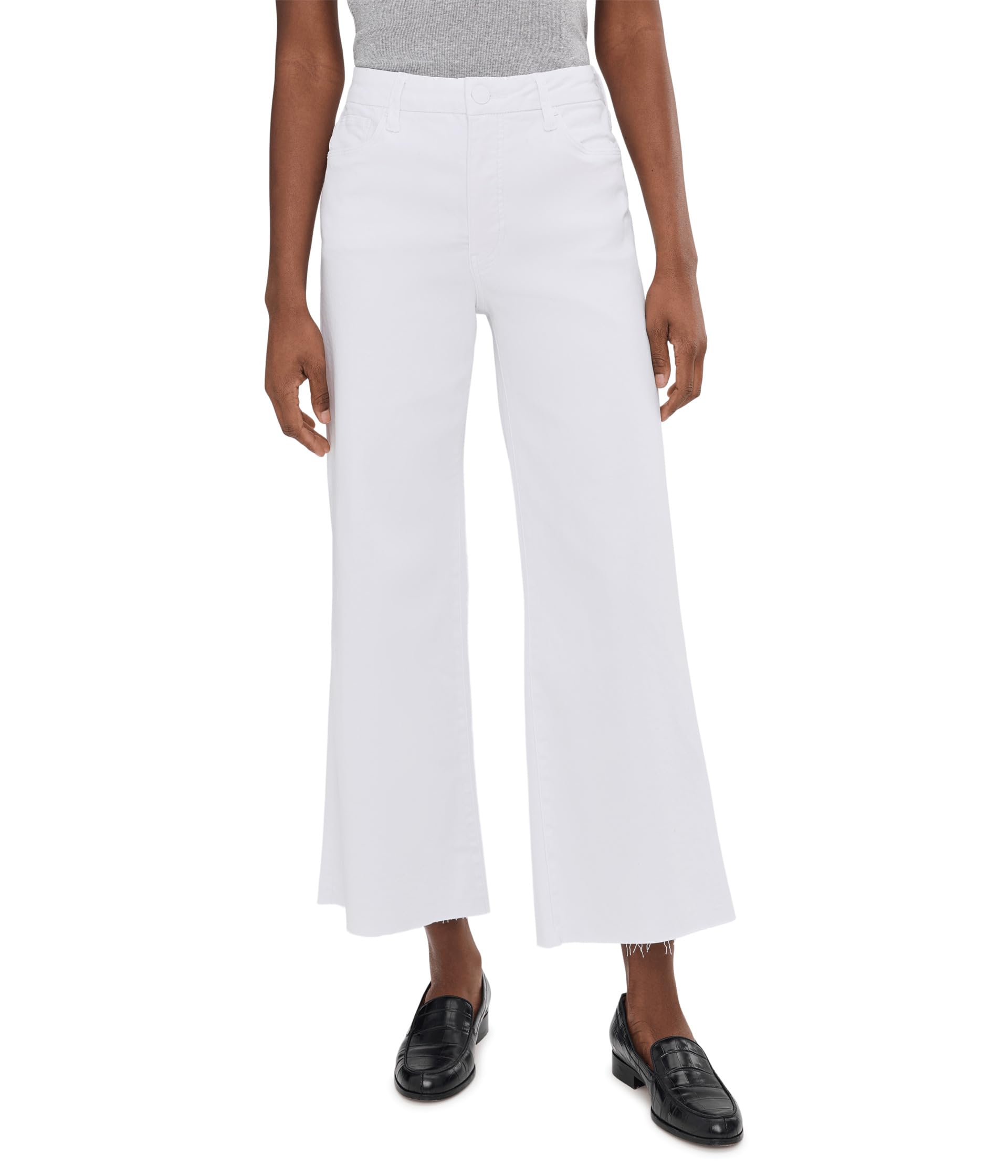 Meg High-Rise Fab Ab Wide Leg Raw Hem in Optic White
