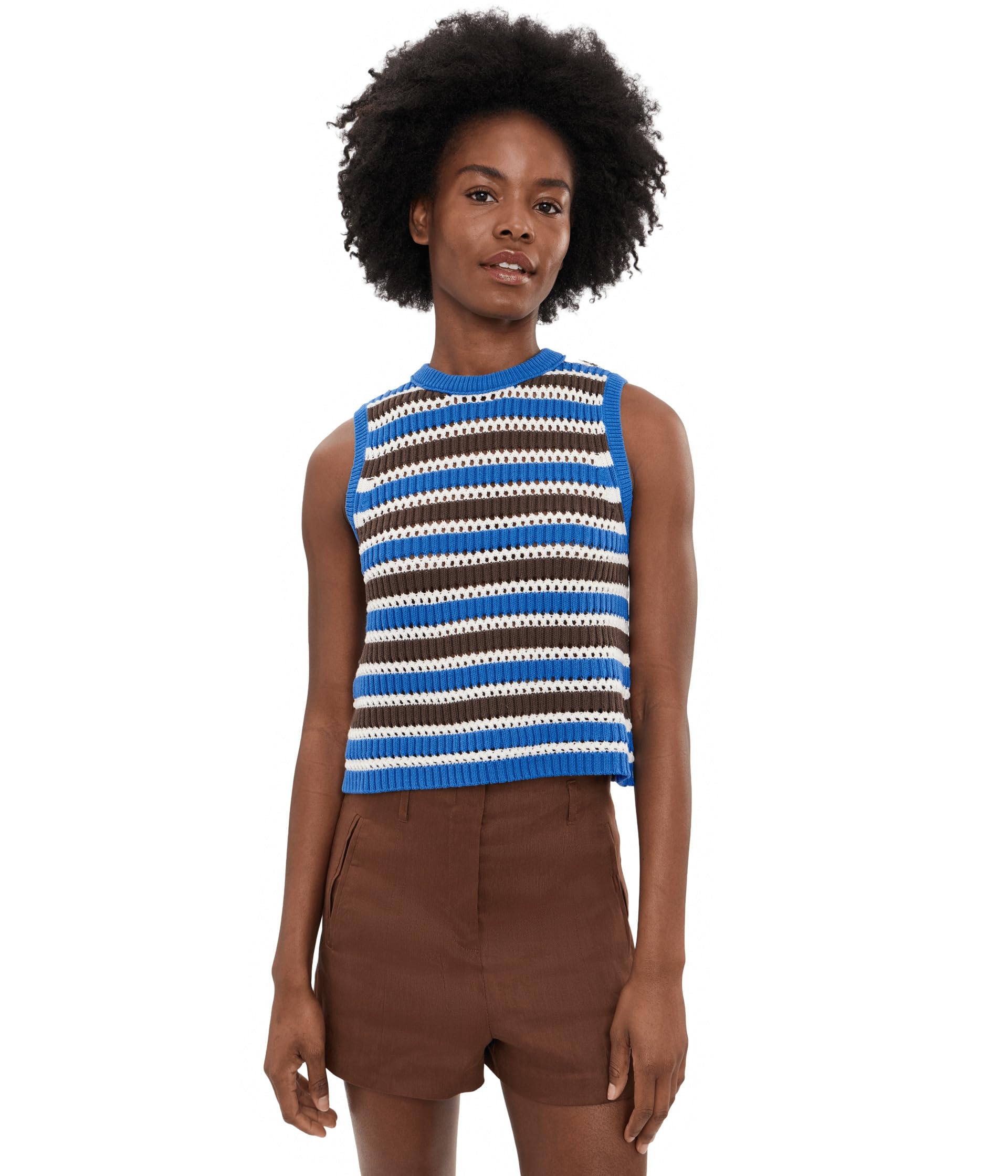 Loriana Texture Stripe Tank
