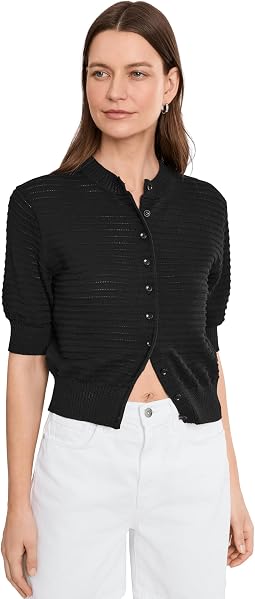 кардиган Cotton Stitch Siya с коротким рукавом, однотонный