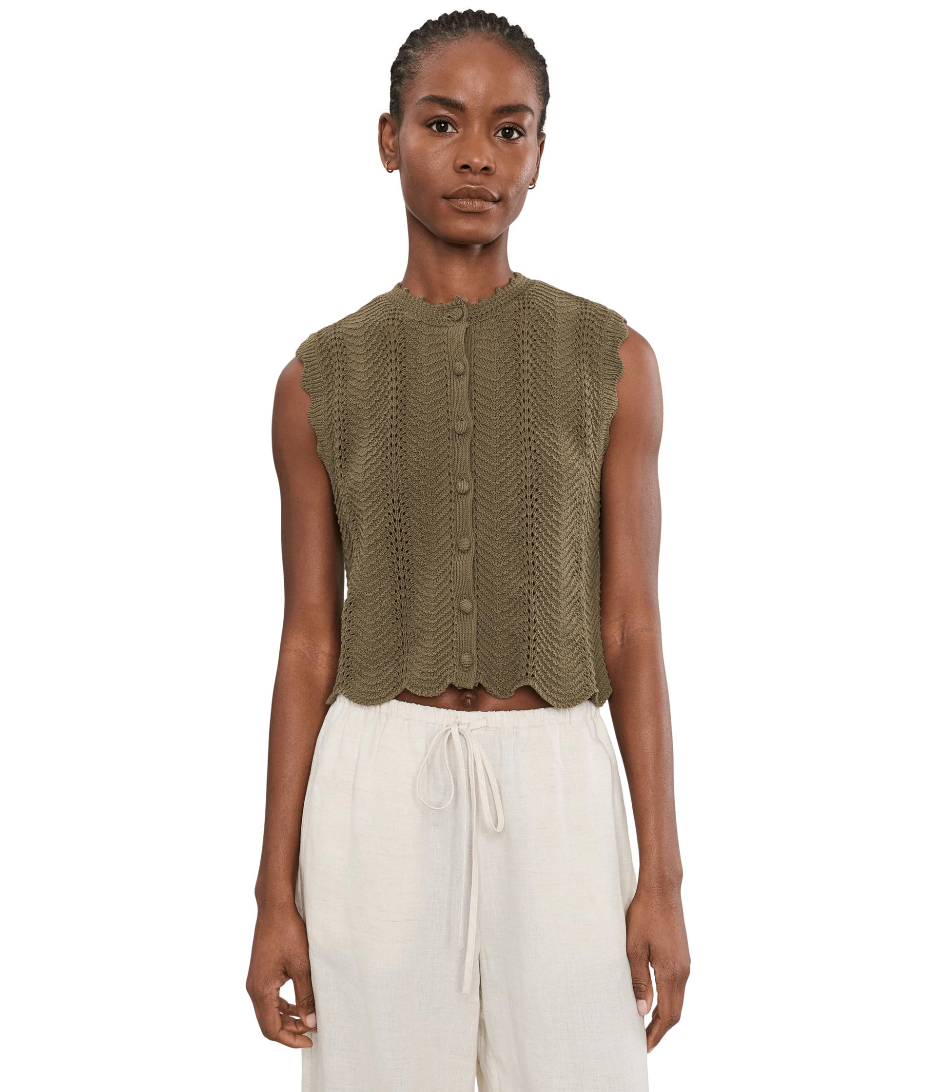 Kim Wavy Stitch Button Shell