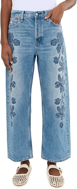 Женские джинсы Madewell Embroidered Low Slung Baggy Crop in Worn