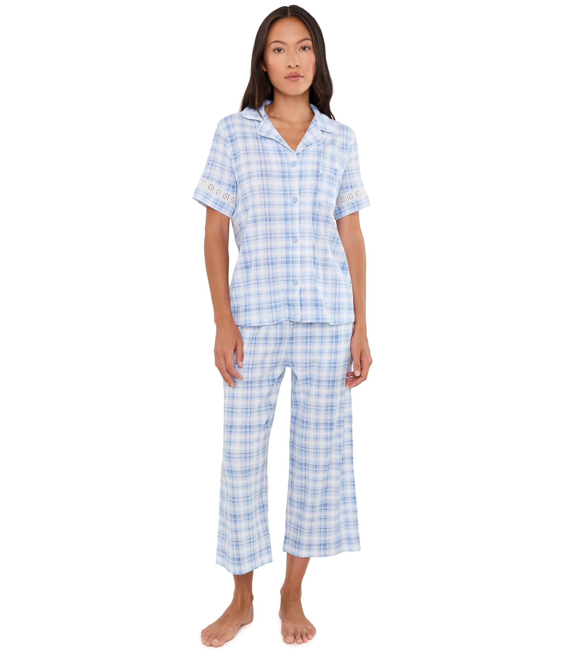 Petite Notch Collar Top & Capri Pajama Set