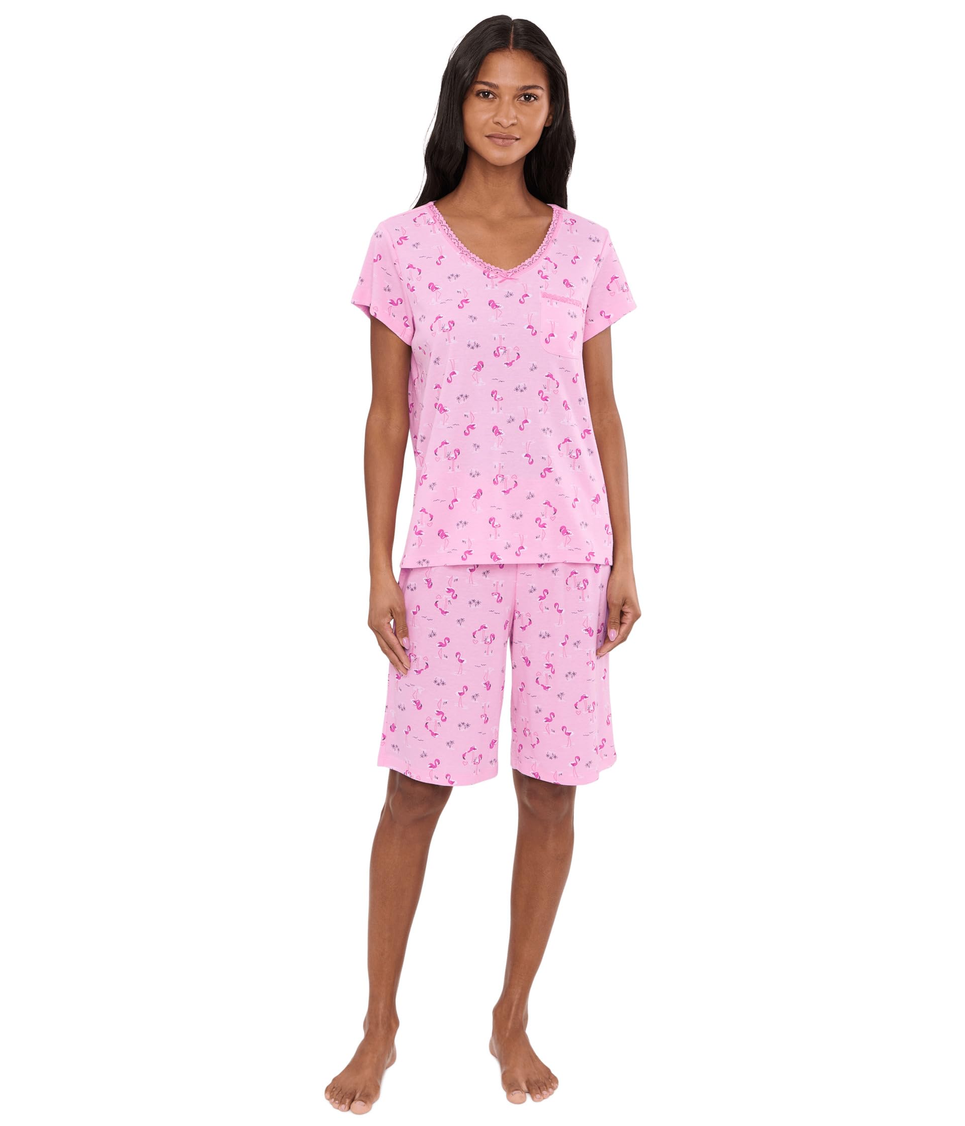 Пижама Petite V-Neck Tee & Bermuda Shorts Karen Neuburger