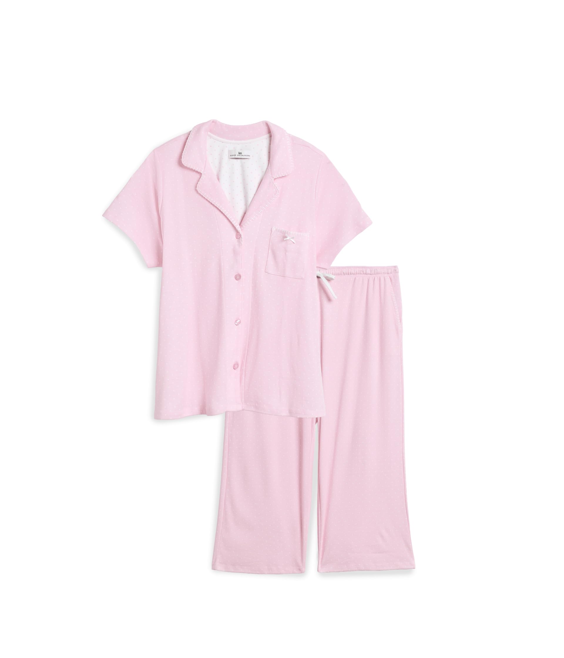 Женский комплект пижамы Plus Size Short Sleeve Notch Top & Capri