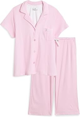 Женский комплект пижамы Plus Size Short Sleeve Notch Top & Capri