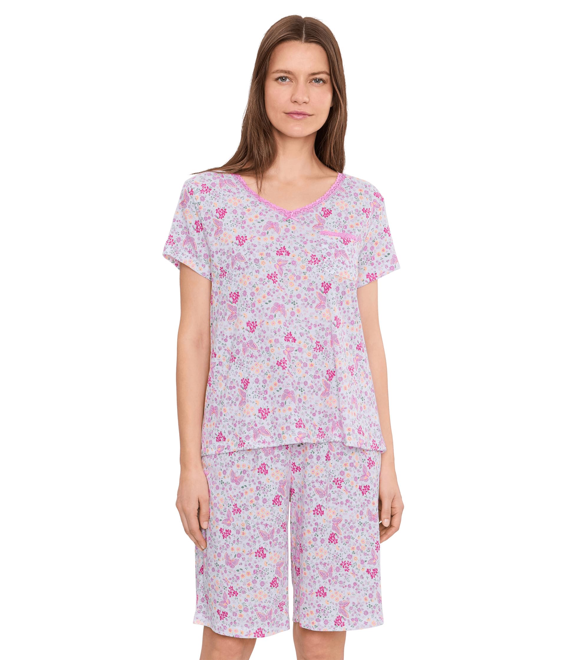V-Neck Tee & Bermuda Shorts Pajama Set