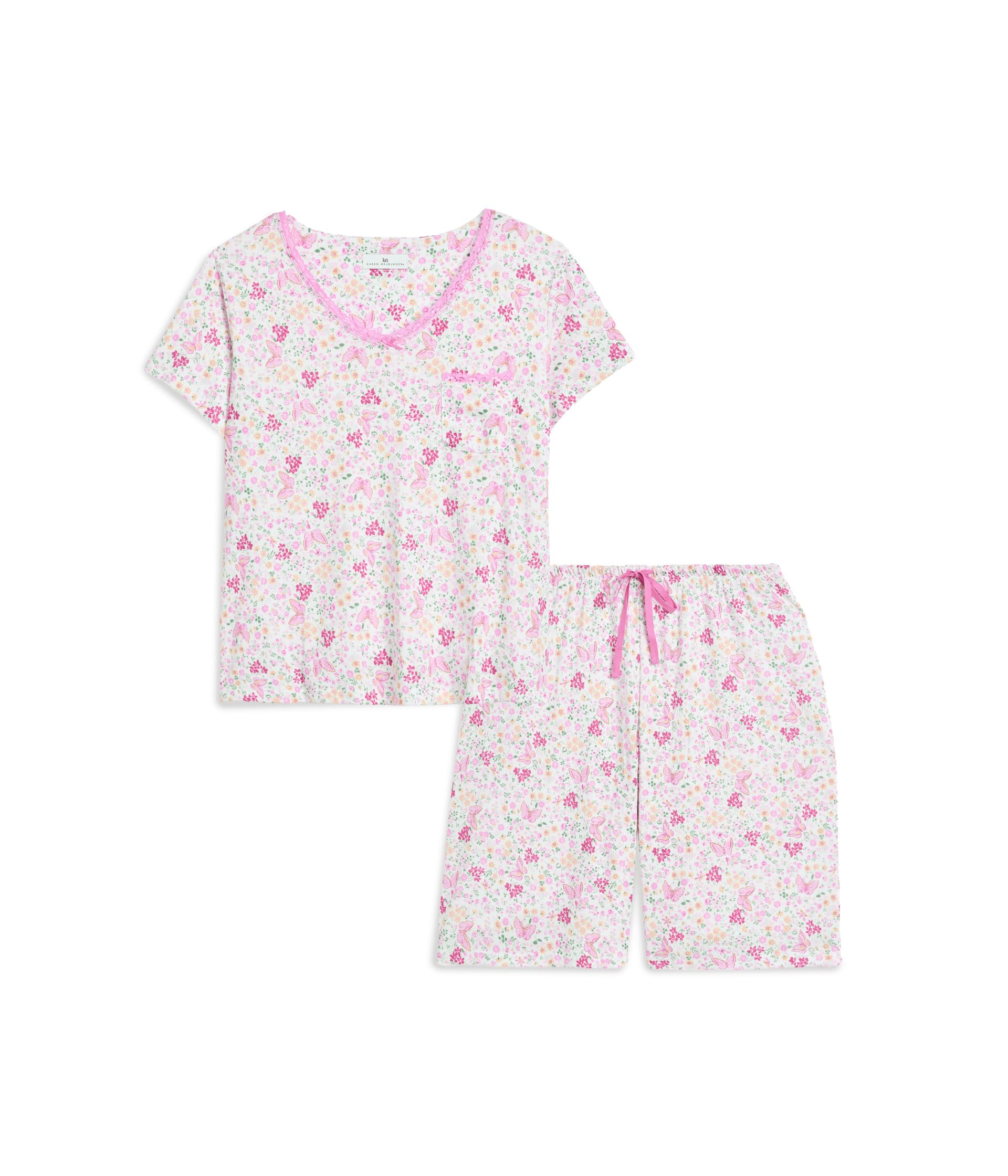 Plus Size V-Neck Tee & Bermuda Shorts Pajama Set