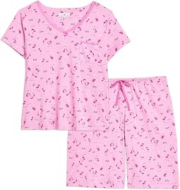 Комплект для сна Plus Size: футболка с V-образным вырезом и шорты Бермуда
