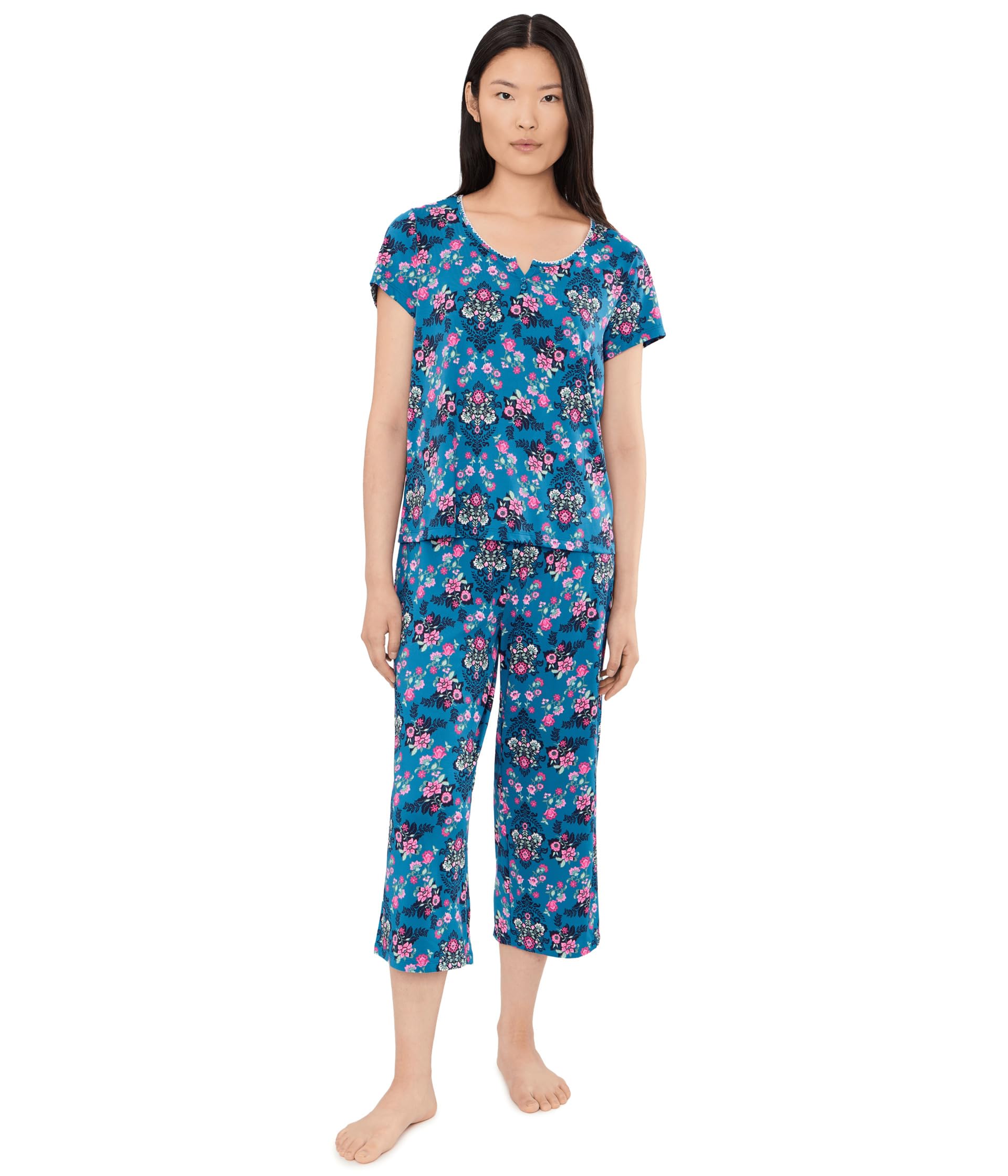 Henley Top & Crop Pantss Pajama Set