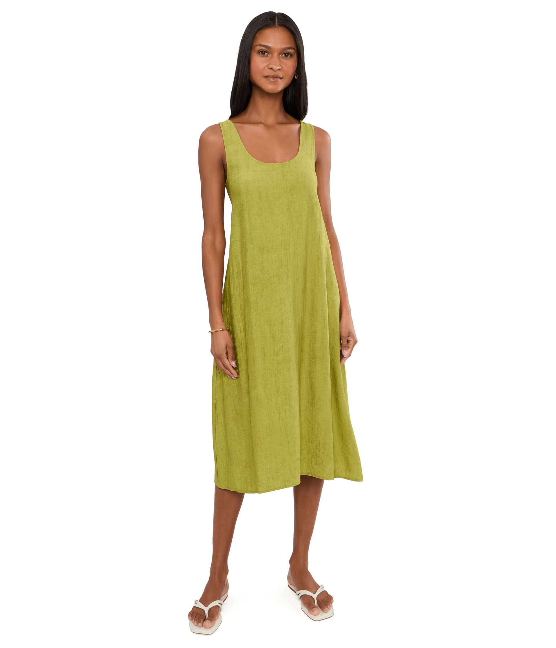 Terra Foil Crinkle Scoop Neck Gown