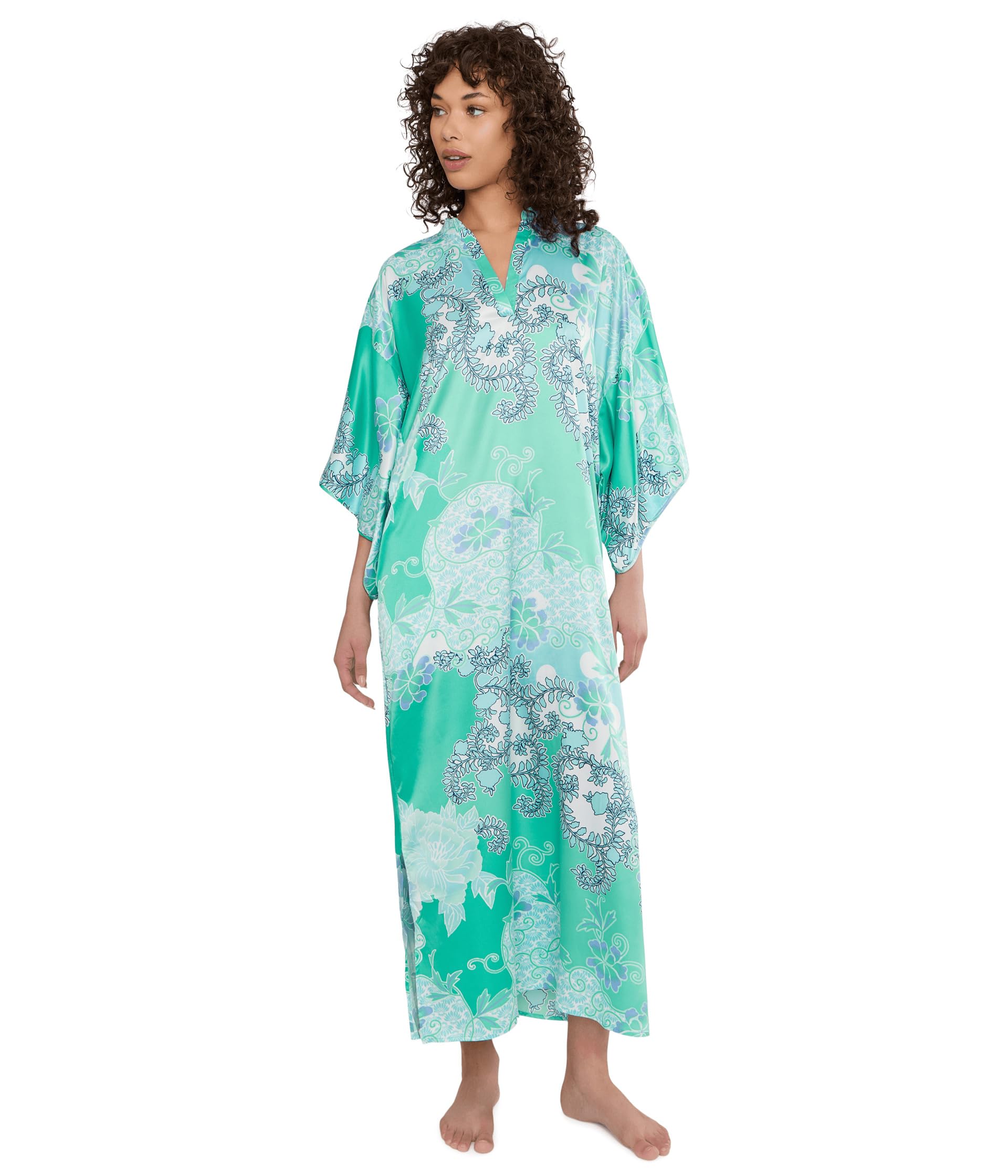 Flourish Printed Satin Caftan
