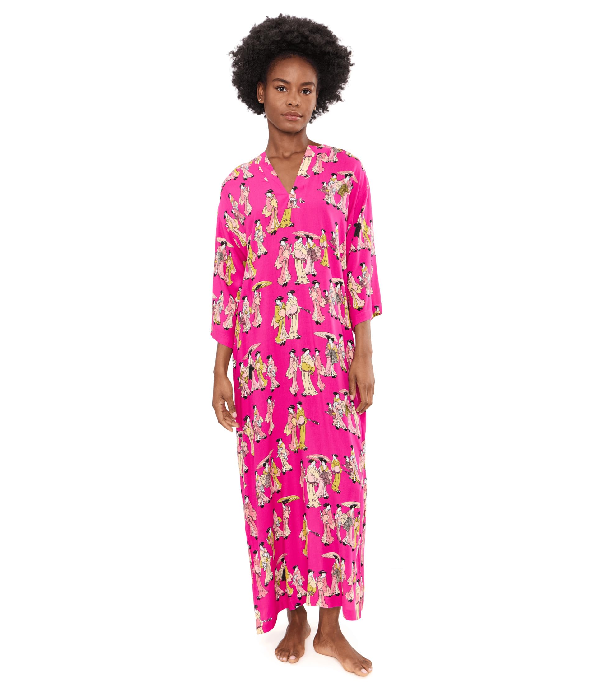 Geisha Challis Mandarin Caftan