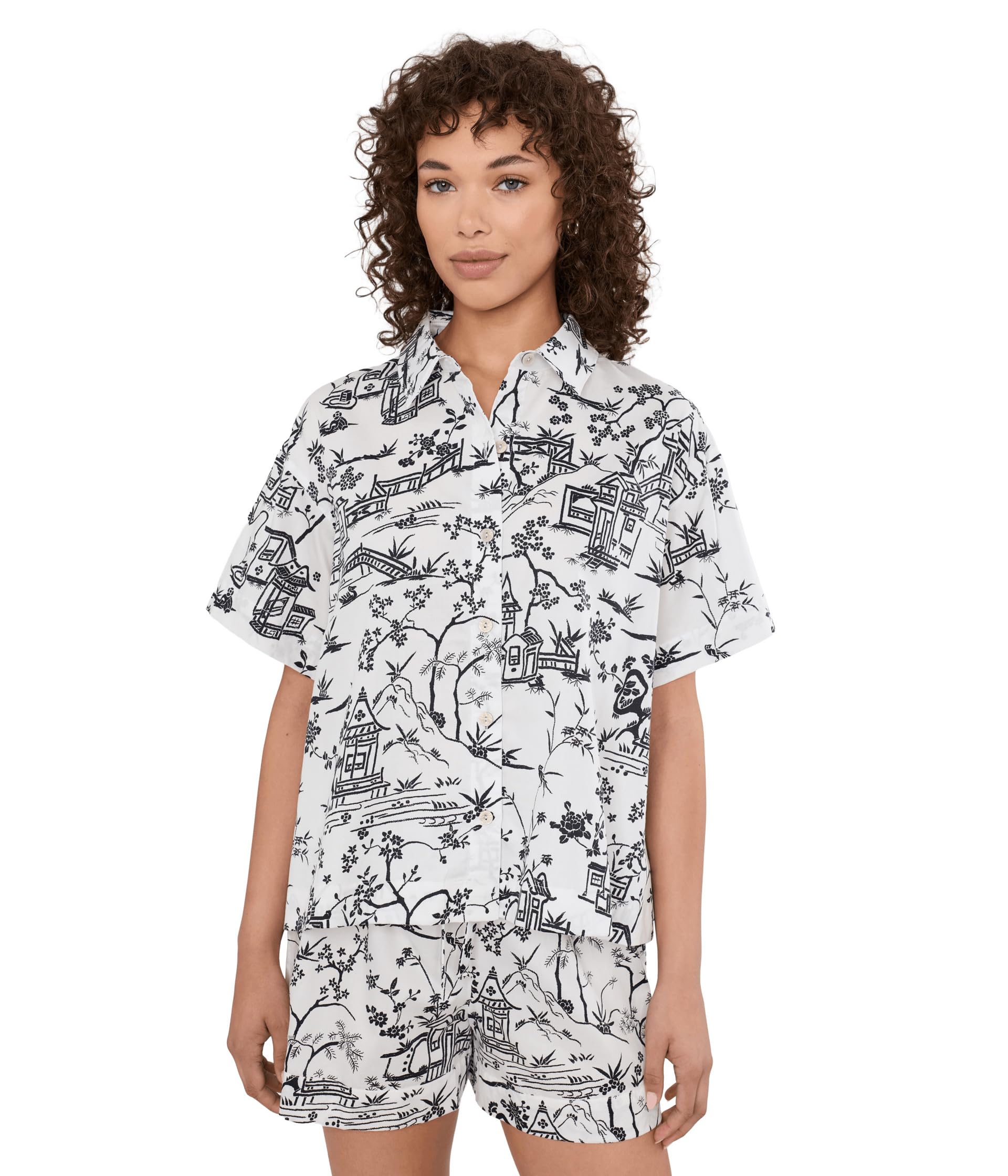 Toile Cotton Sateen Short Pajama Set