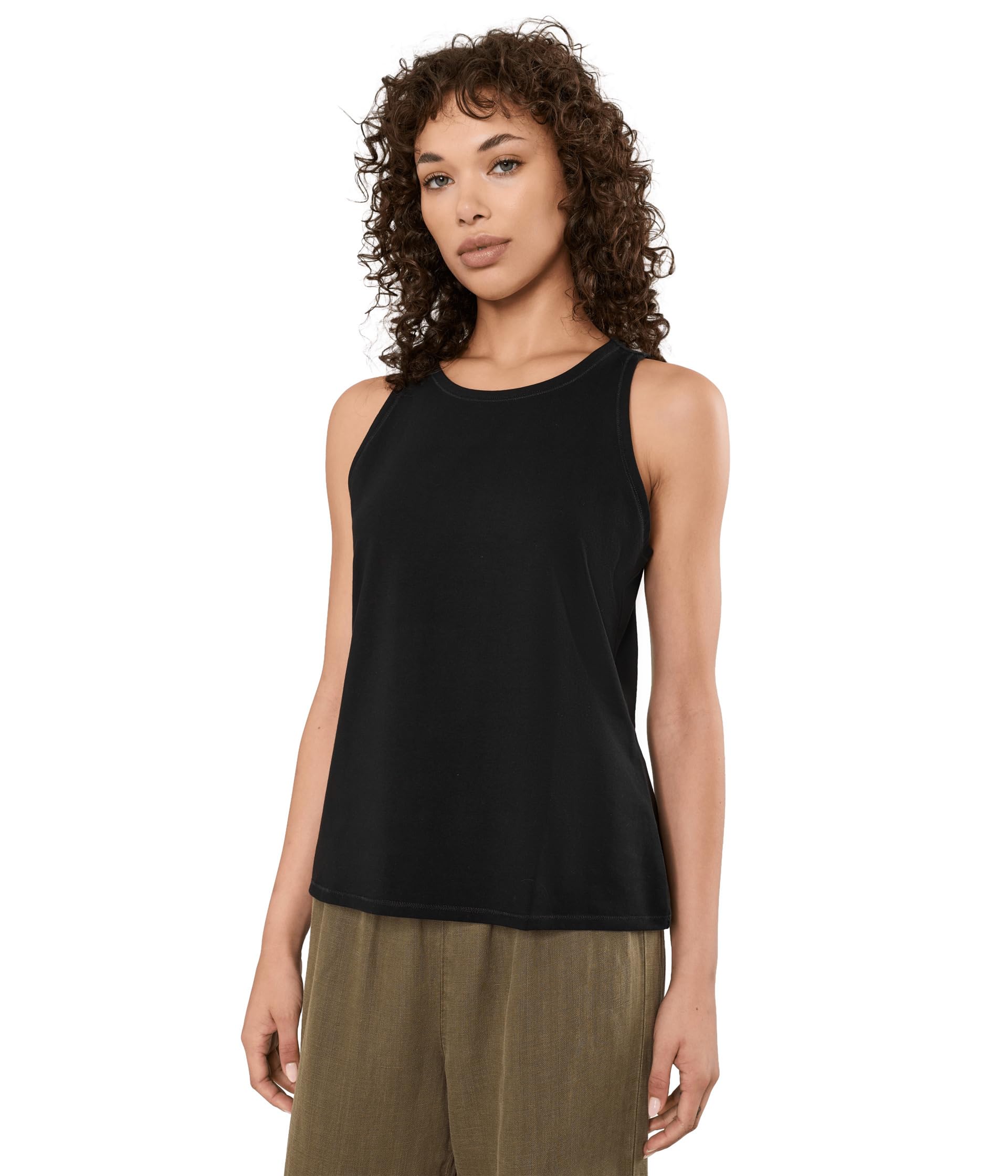 Pima Cotton Stretch Jersey Round Neck Slim Tank