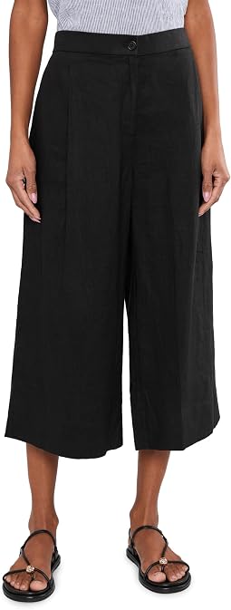 Organic Linen Pleated Wide Crop Trouser