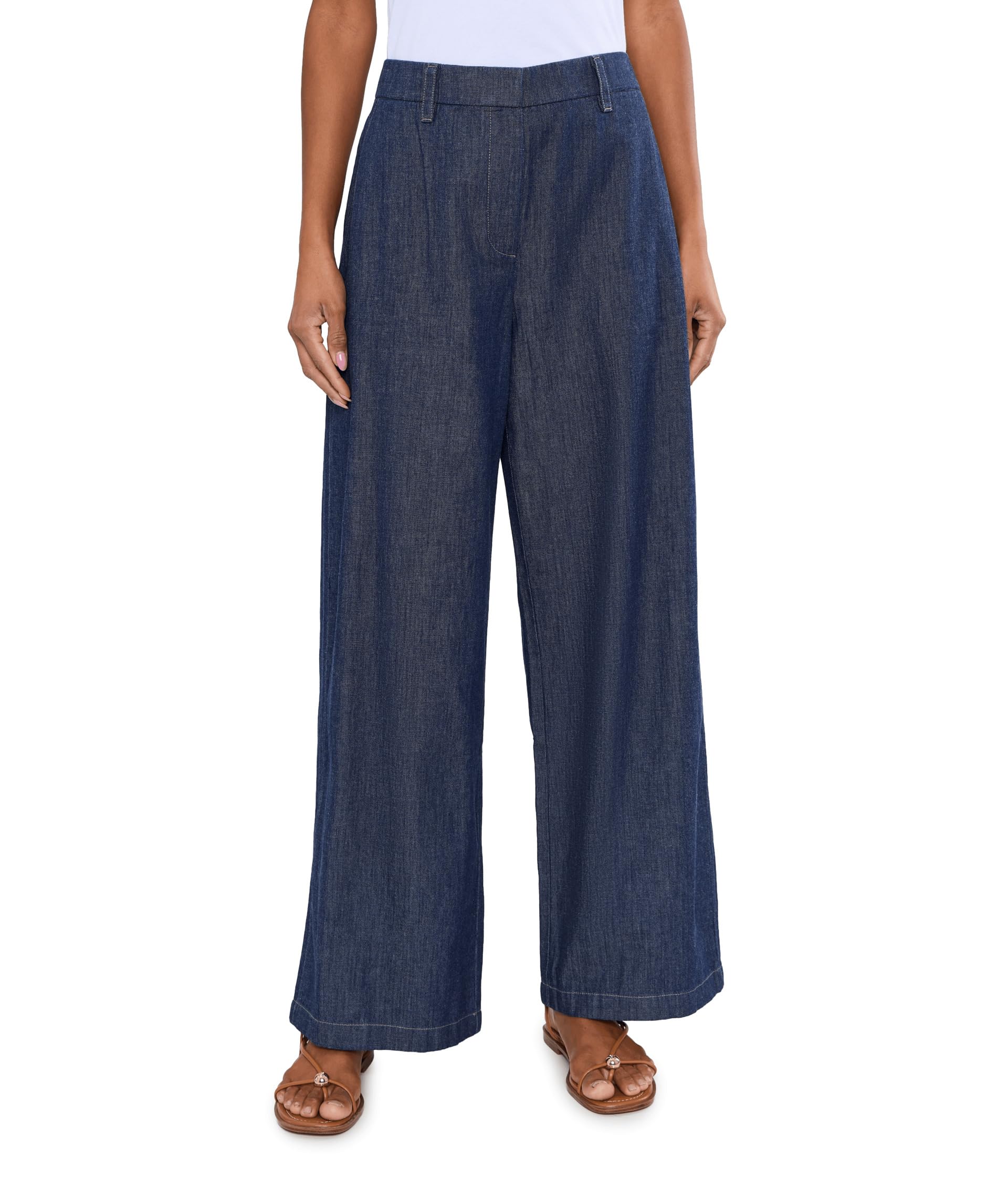 Lightweight Organic Cotton Denim High-Waisted Full Length Trousers