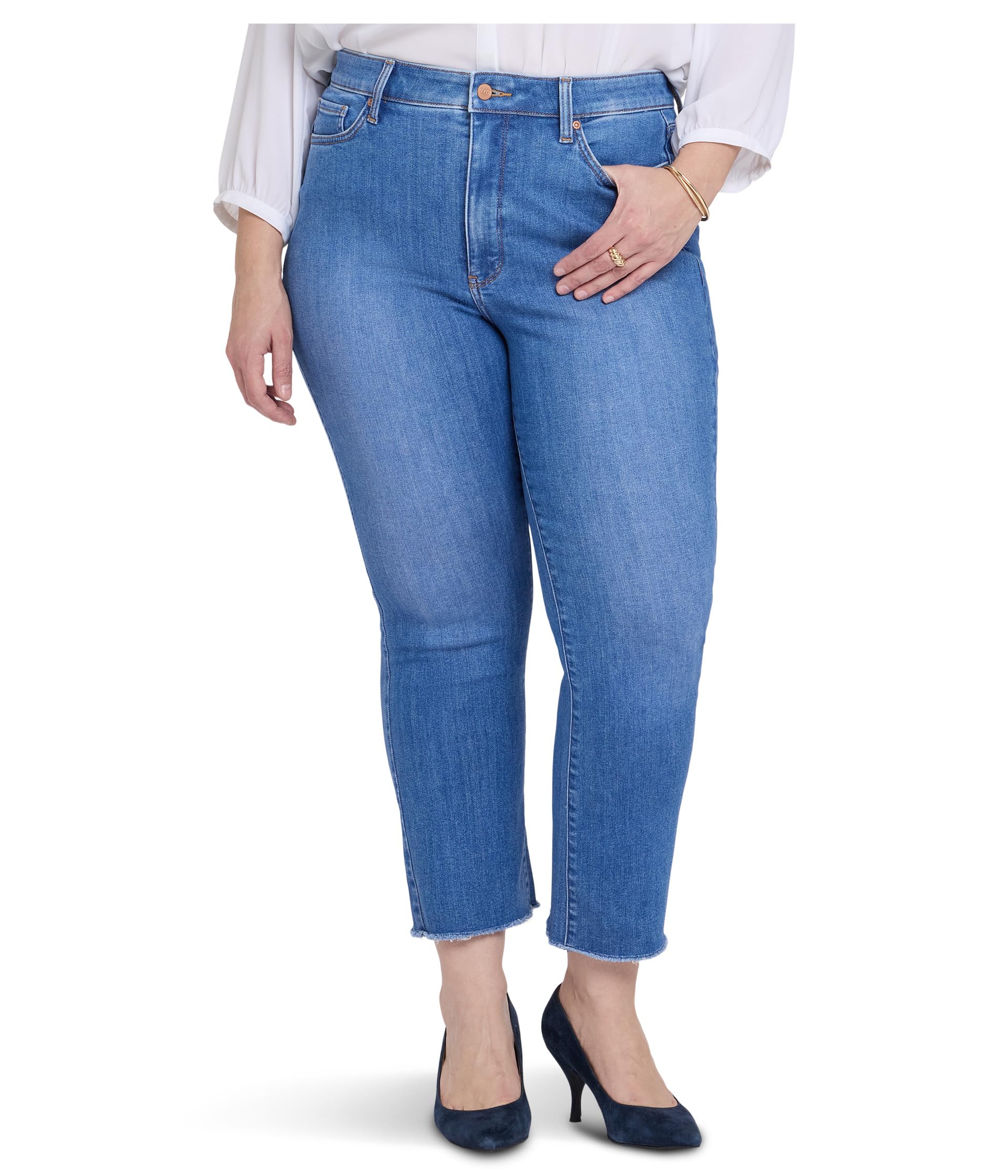 Plus Size Billie Mini Bootcut Fray Hem Ankle Jeans