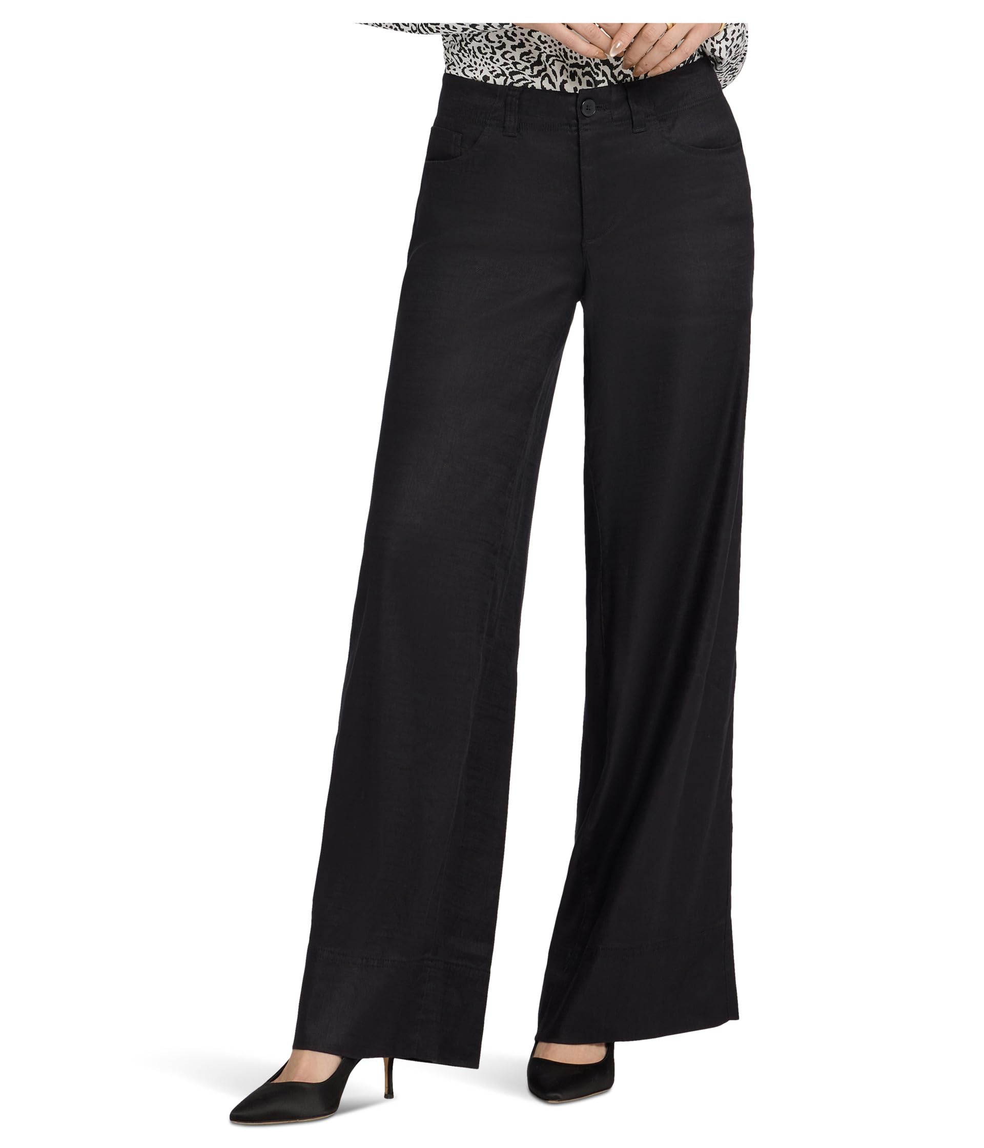 Petite Five-Pocket Wide Leg Trouser Pants