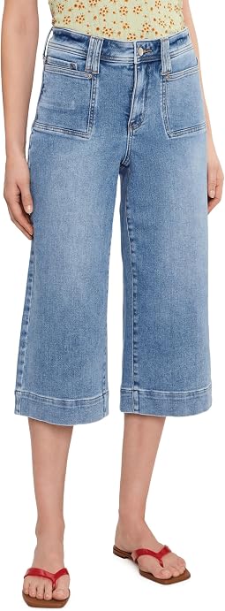 Petite Brigitte Wide Leg Capri Patch Pockets Jeans