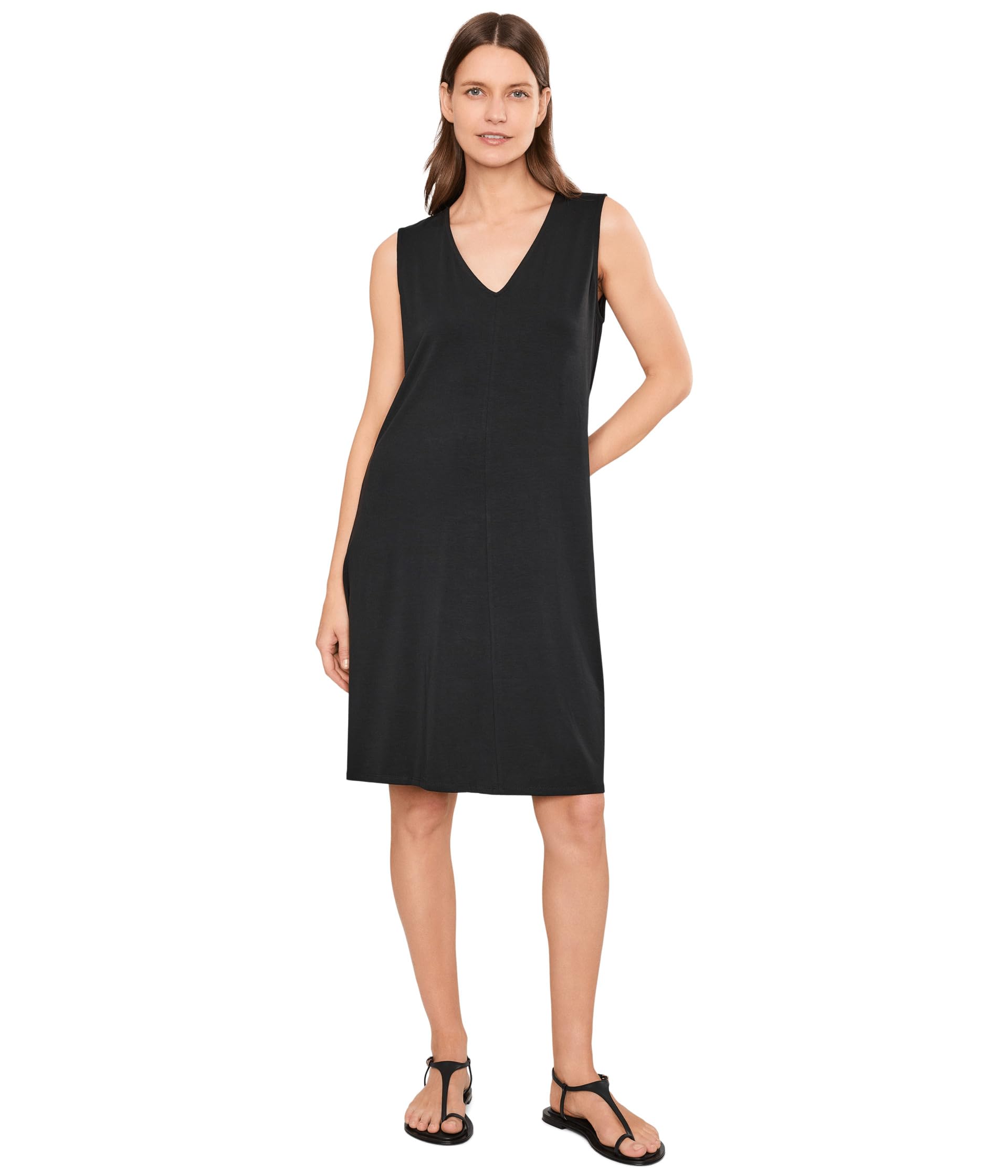 Женское платье Eileen Fisher Fine Stretch Jersey Knit V-Neck
