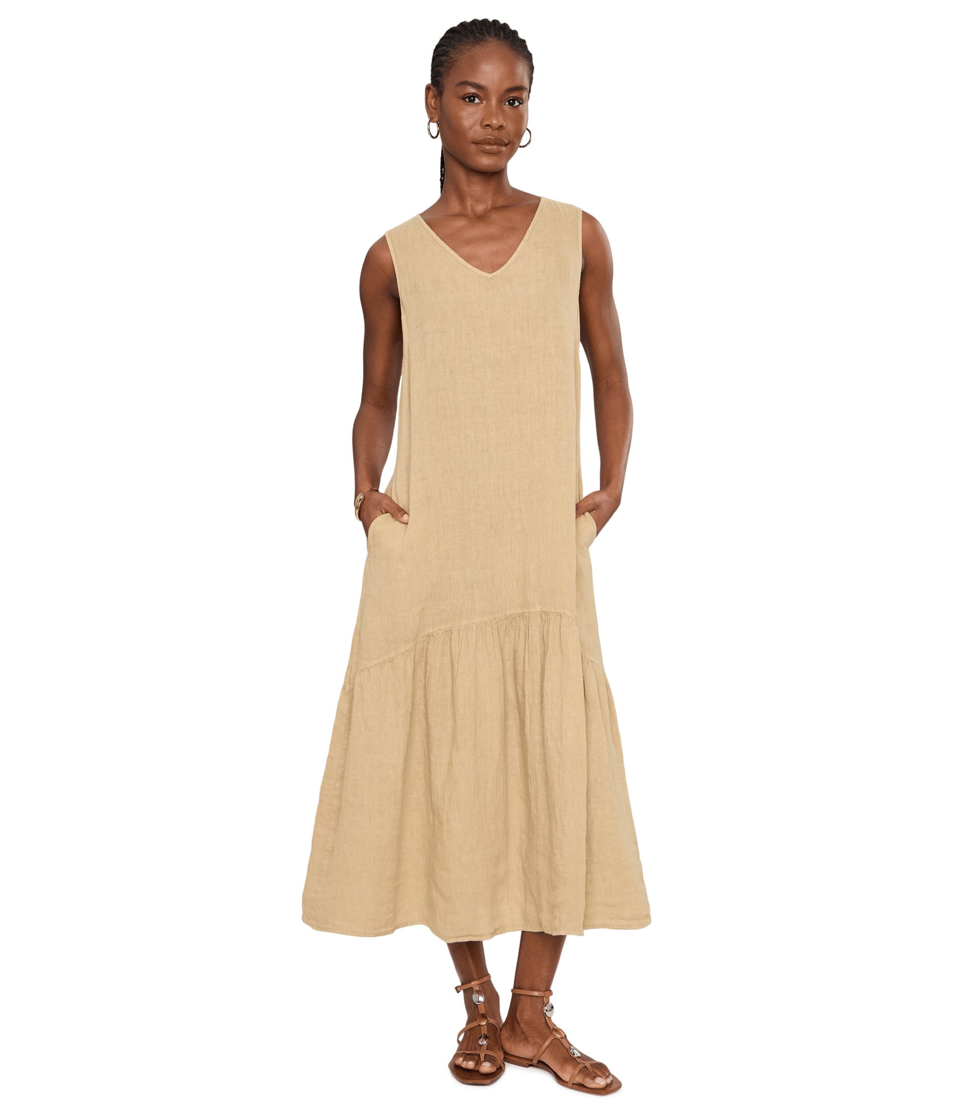 Elliott Lauren Женское платье V-neck Sleeveless Tiered