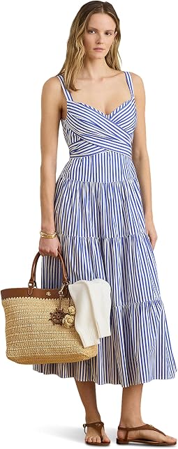 Женское многослойное платье Striped Cotton Broadcloth