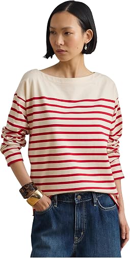 Striped Jersey полосатый топ с вырезом лодочкой