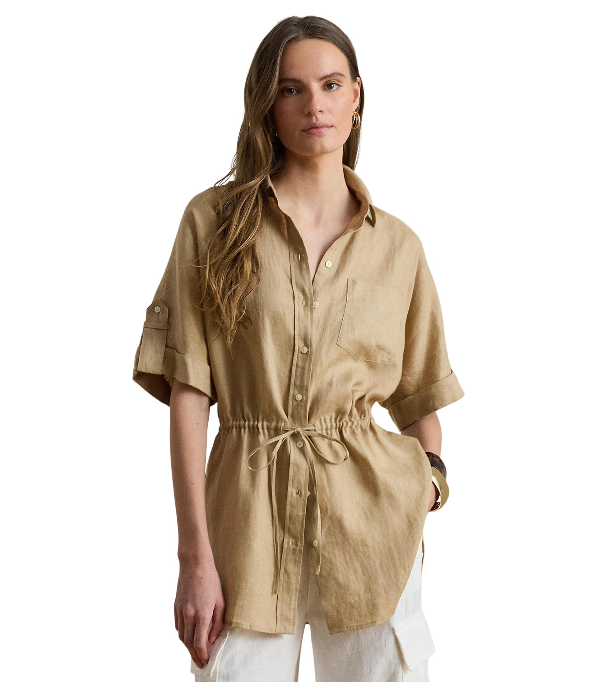 Женская туника Lauren Ralph Lauren с рукавом roll-tab из льна