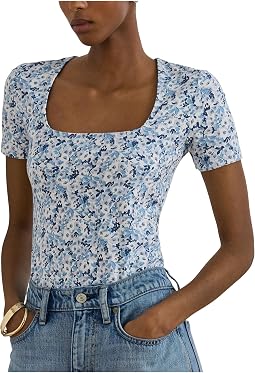Верх Lauren Ralph Lauren Women's Floral Cotton Jersey с квадратным вырезом