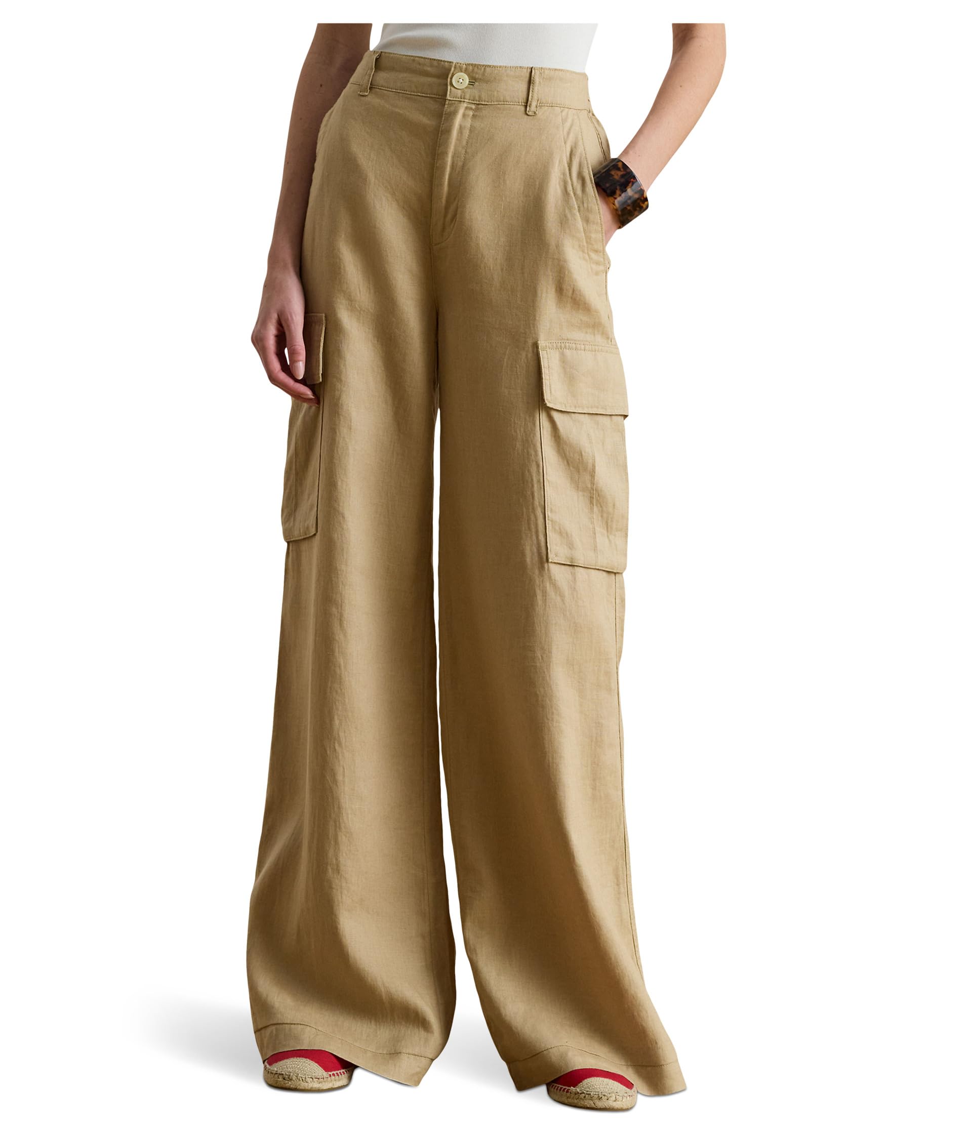 Брюки карго из льна Wide-Leg