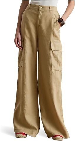 Брюки карго из льна Wide-Leg
