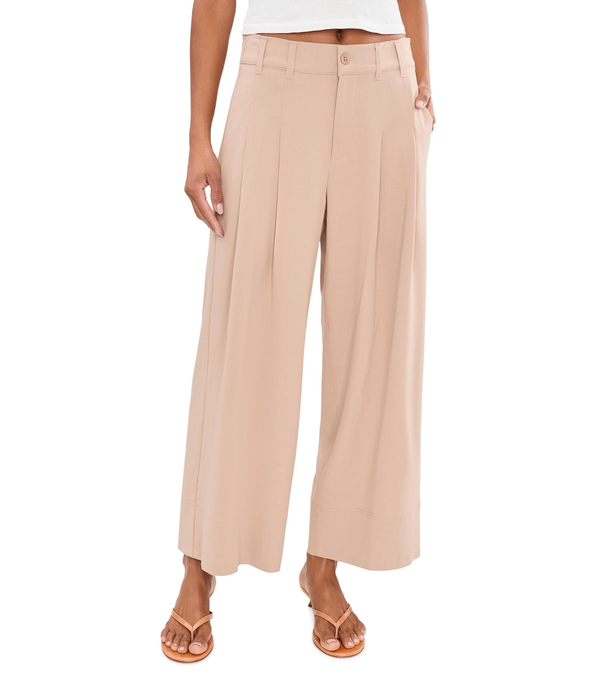 High-Rise Pleated Wide Leg Crop Trouser 27" Inseam