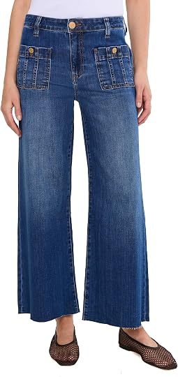 Meg High-Rise Front Patch Pockets Wide Leg Raw Hem Женский