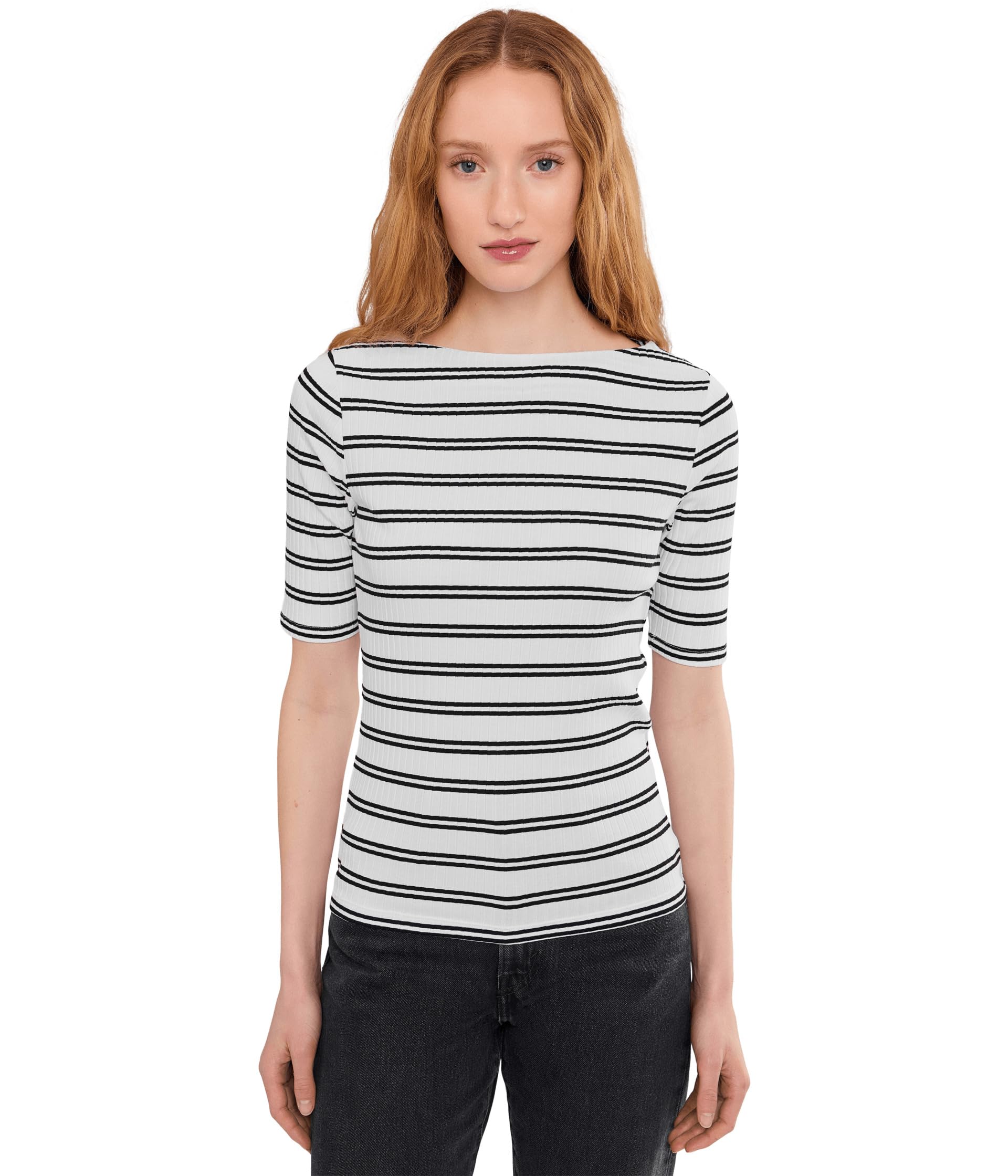Женский топ с воротником Boatneck Ribbed
