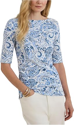 Футболка Paisley Stretch Cotton Boatneck Tee